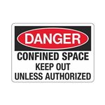 Danger Confined Space Keep Out Unless Authorized Sign